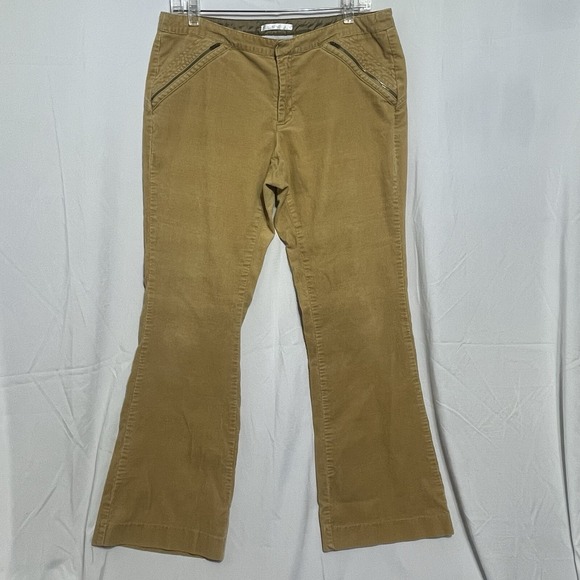 OLD NAVY Pants Women Sz 12 Corduroy Front Zip Pockets Stretch Retro Mustard - Picture 2 of 11
